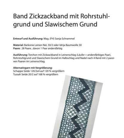 Torchonentwurf Band Zickzackband mit Rohrstuhlgrund und Slawischem Grund – Bild 2