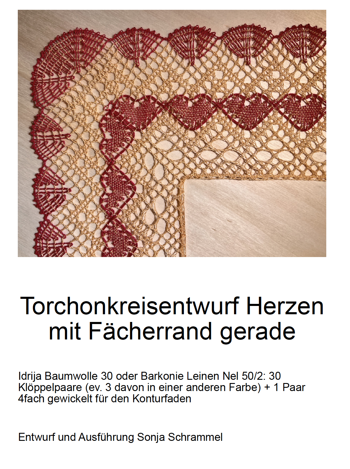 Vorschaubild Torchonentwurf Herzen mit Fächerrand gerade Anleitung A4