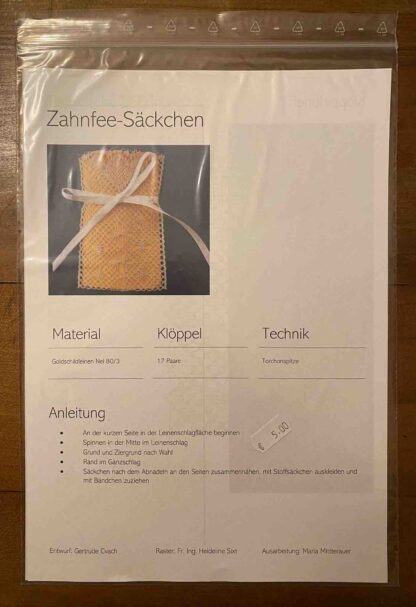 Klöppelbrief Zahnfeesäckchen